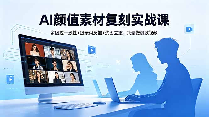 AI颜值素材复刻实战课，多图控一致性+提示词反推+洗图去重，批量做爆款视频-项目网
