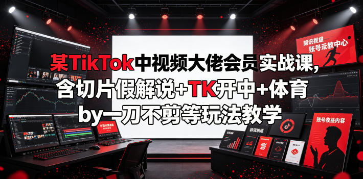 某TikTok中视频大佬会员实战课,含切片假解说+TK开中+体育by一刀不剪等玩法教学-项目网