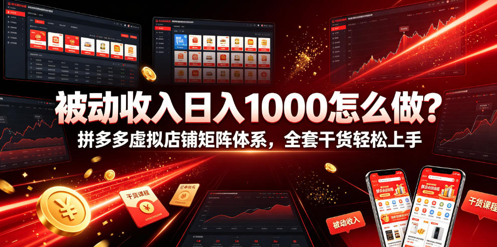 被动收入日入1000怎么做?拼多多虚拟店铺矩阵体系,全套干货轻松上手【揭秘】-项目网