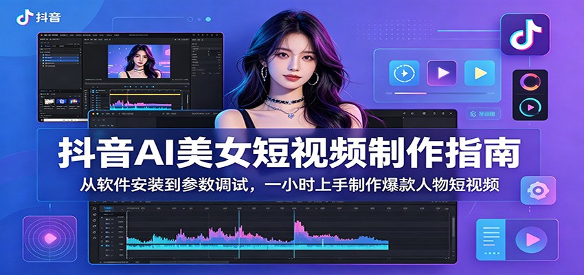 抖音AI美女短视频制作指南：从软件安装到参数调试，一小时上手制作爆款人物短视频-项目网