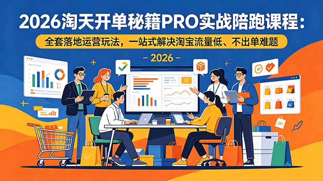 2026淘天开单秘籍PRO实战陪跑课程：全套落地运营玩法，一站式解决淘宝流量低、不出单难题-项目网