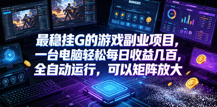 最稳挂G的游戏副业项目,一台电脑轻松每日收益几百,全自动运行,可以矩阵放大【揭秘】-项目网
