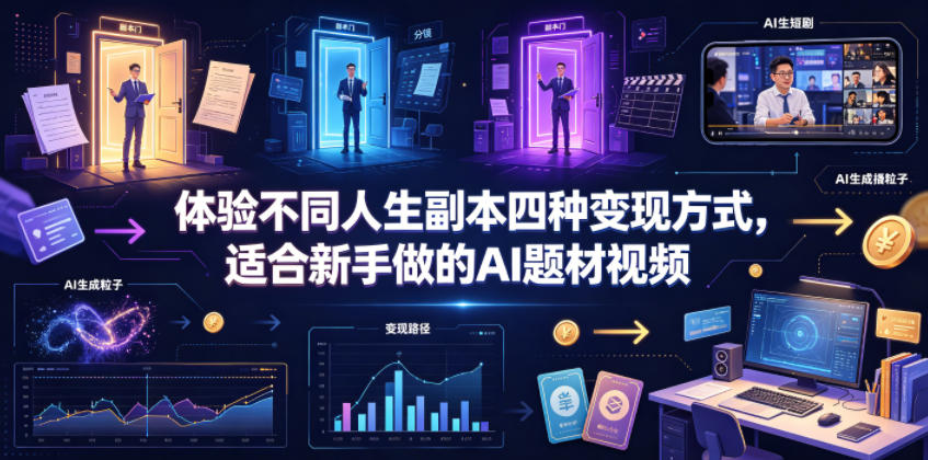 体验不同人生副本四种变现方式,适合新手做的AI题材视频-项目网