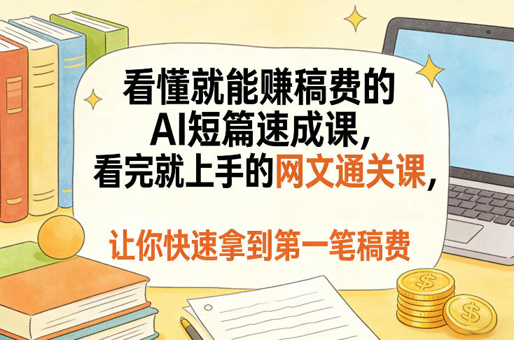 看懂就能賺稿费的AI短篇速成课，看完就上手的网文通关课，让你快速拿到第一笔稿费(更新6月)-项目网