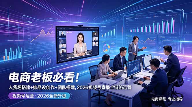 电商老板必看！人货场搭建+排品设计+素材创作+团队搭建，2026视频号直播全链路运营-项目网
