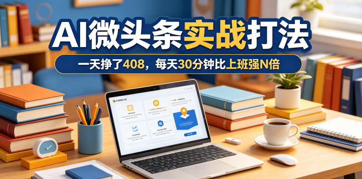 一天挣了408，AI微头条实战打法，每天30分钟比上班强N倍-项目网