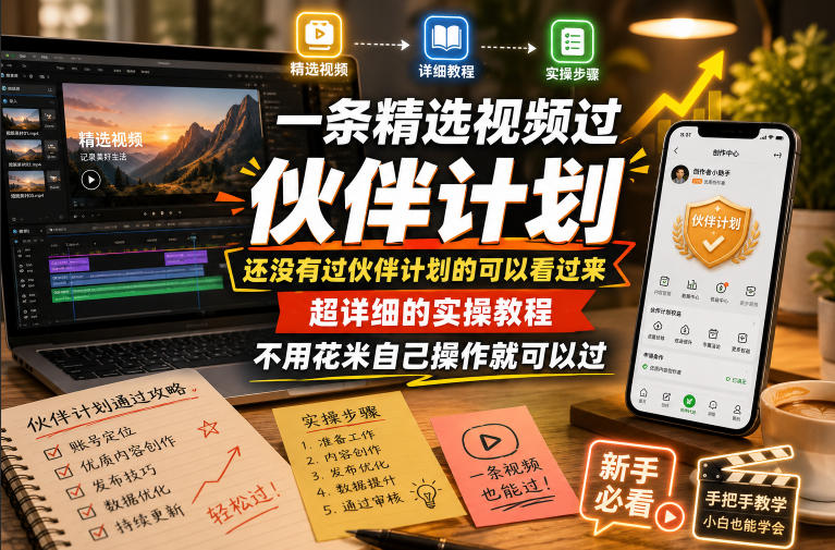 一条精选视频过伙伴计划，还没有过伙伴计划的可以看过来，超详细的实操教程，不用花米自己操作就可以过-项目网