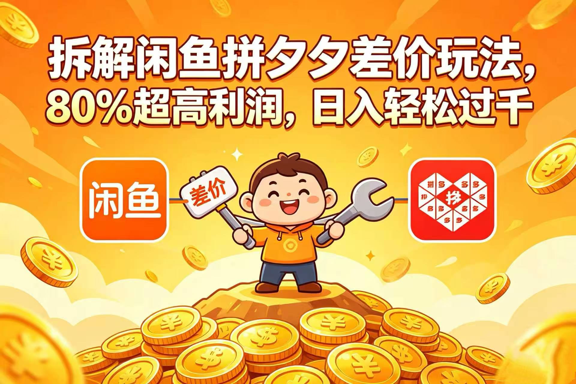 拆解闲鱼拼夕夕差价玩法，80% 超高利润，日入轻松过千-项目网