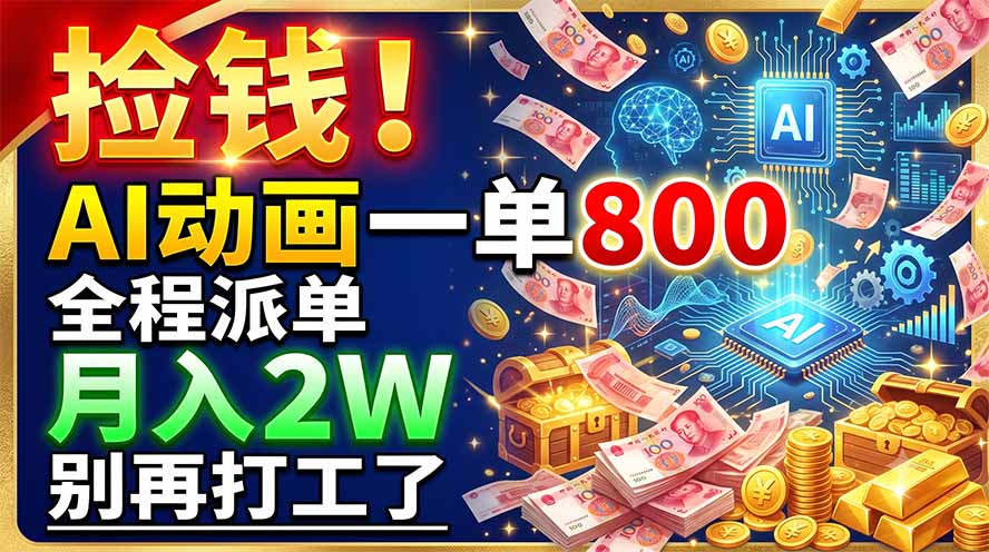 捡钱!AI动画一单800,全程派单,月入2W,别再打工了-项目网