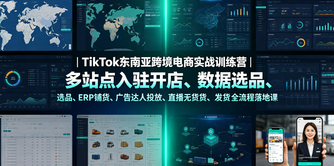 TikTok东南亚跨境电商实战训练营｜多站点入驻开店、数据选品、ERP铺货、广告达人投放、直播无货源发货全流程落地课-项目网