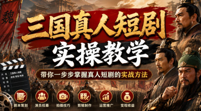 三国真人短剧实操教学，带你一步步掌握真人短剧的实战方法-项目网