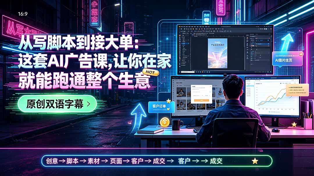 从写脚本到接大单：这套AI广告课，让你在家就能跑通整个生意【原创双语字幕】-项目网