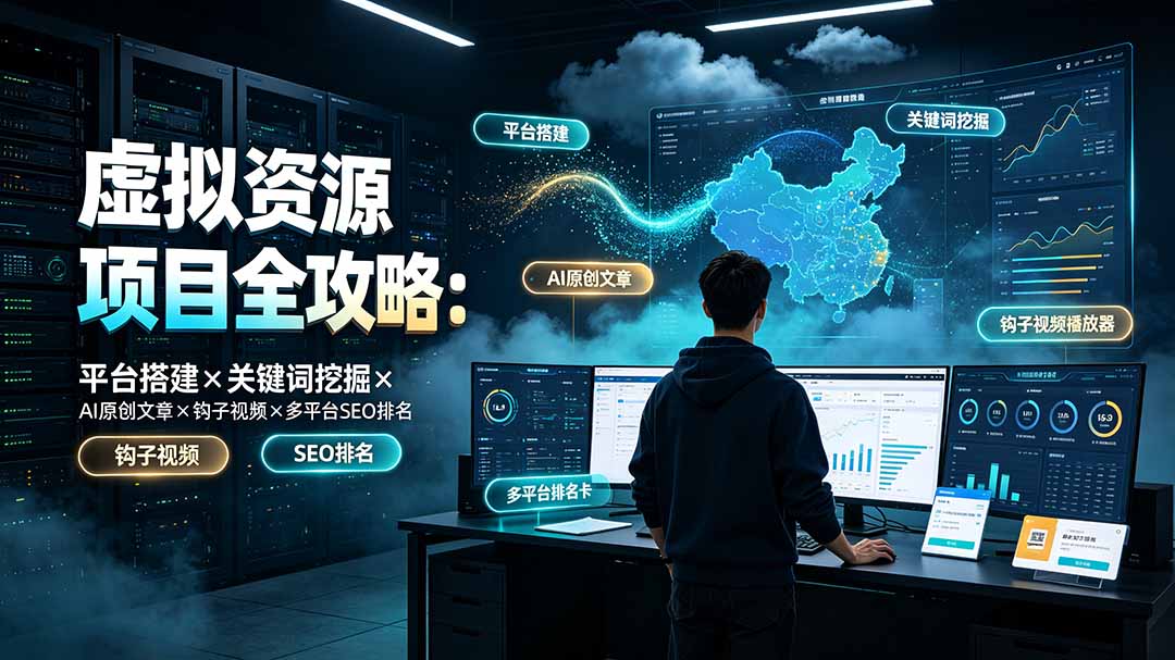 虚拟资源项目全攻略：平台搭建×关键词挖掘×AI原创文章×钩子视频×多平台SEO排名-项目网