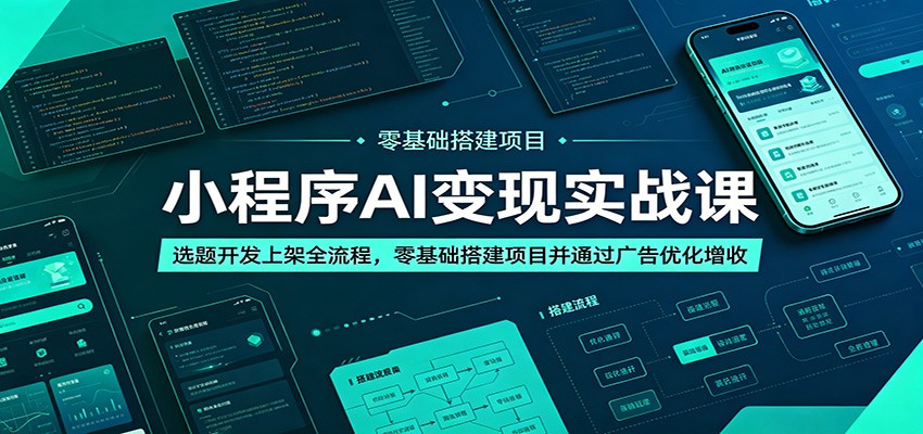 小程序AI变现实战课:选题开发上架全流程,零基础搭建项目并通过广告优化增收-项目网