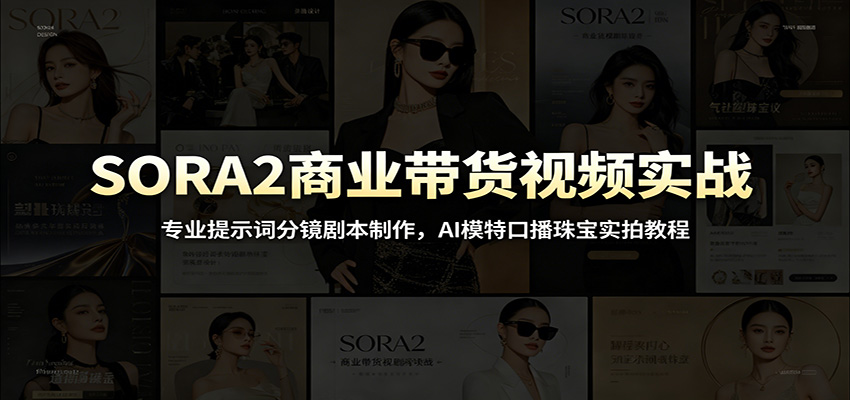 SORA2商业带货视频实战:专业提示词分镜剧本制作,AI模特口播珠宝实拍教程-项目网
