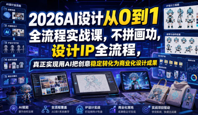 2026AI设计从0到1全流程实战课,不拼画功,设计IP全流程,真正实现用AI把创意稳定转化为商业化设计成果-项目网