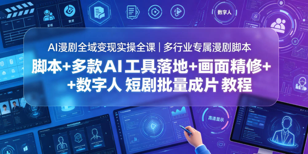 AI漫剧全域变现实操全课|多行业专属漫剧脚本+多款AI工具落地+画面精修+数字人短剧批量成片全教程-项目网