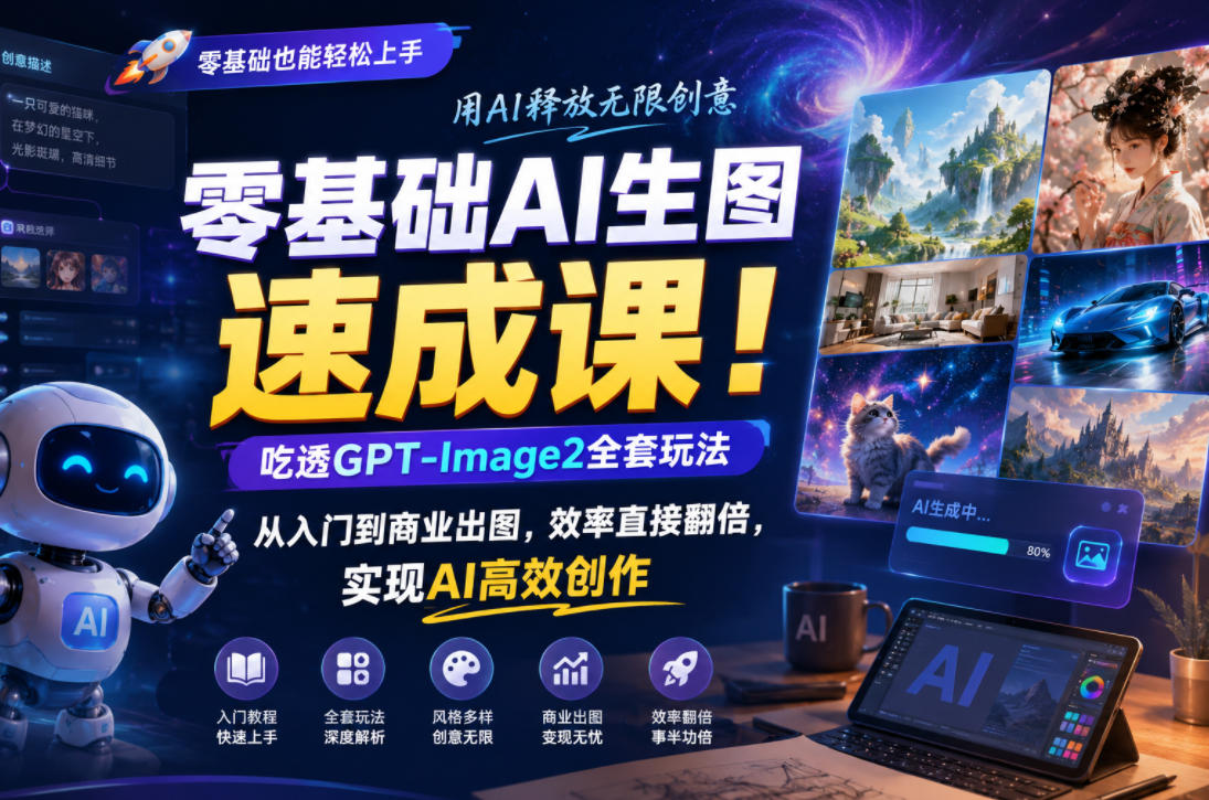 零基础AI生图速成课！吃透GPT-Image2全套玩法，从入门到商业出图，效率直接翻倍，实现AI高效创作-项目网