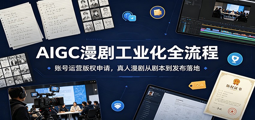 AIGC漫剧工业化全流程:账号运营版权申请,真人漫剧从剧本到发布落地-项目网