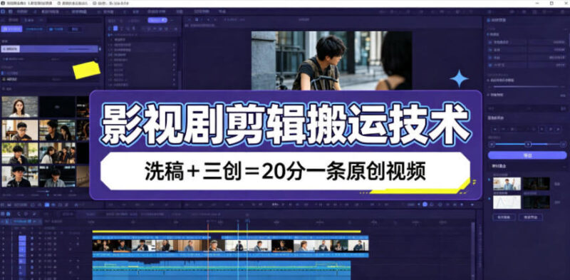 影视剧剪辑搬运技术，洗稿+三创=20分一条原创视频-项目网