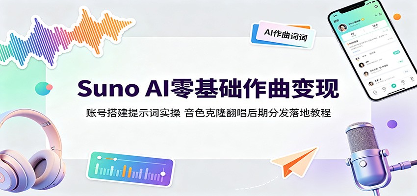 Suno AI零基础作曲变现:账号搭建提示词实操,音色克隆翻唱后期分发落地教程-项目网