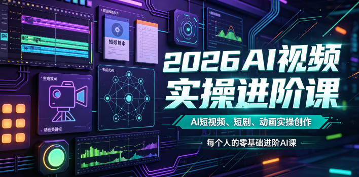 2026AI视频实操进阶课，AI短视频、短剧、动画实操创作，每个人的零基础进阶ai课（更新08/25）-项目网
