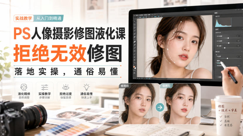 PS人像摄影修图液化课，拒绝无效修图，落地实操，通俗易懂-项目网