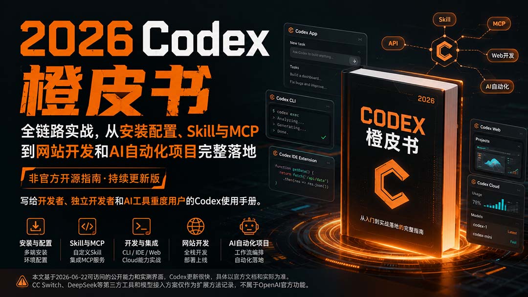 2026Codex橙皮书：全链路实战，从安装配置、Skill与MCP到网站开发和AI自动化项目完整落地-项目网