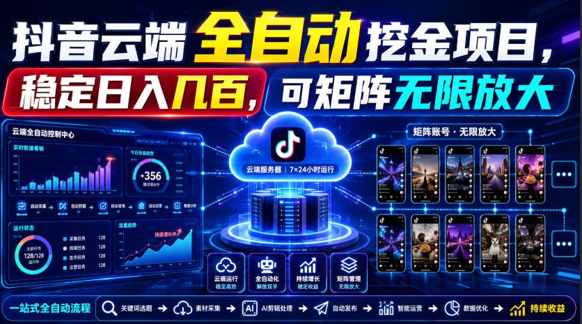 Dy云端全自动挖金项目,稳定日入几百,可矩阵无限放大!-项目网