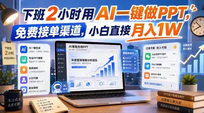 下班2小时用AI一键做PPT,免费接单渠道,小白直接月入1W【揭秘】-项目网