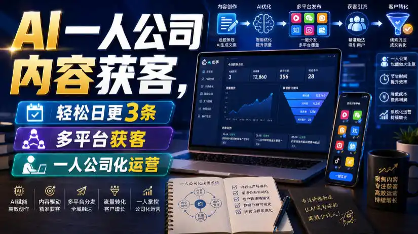 AI一人公司内容获客,轻松日更3条,多平台获客,一人公司化运营-项目网