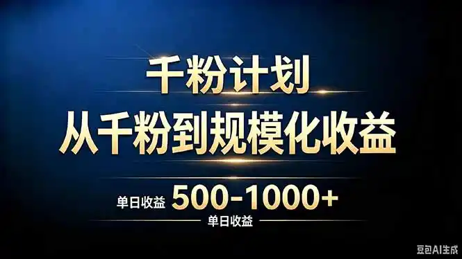 抖音千粉账号计划,从千粉到规模化收益 500-1000+单日收益-项目网